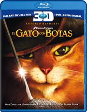 El Gato con Botas 3D carátula Blu-ray
