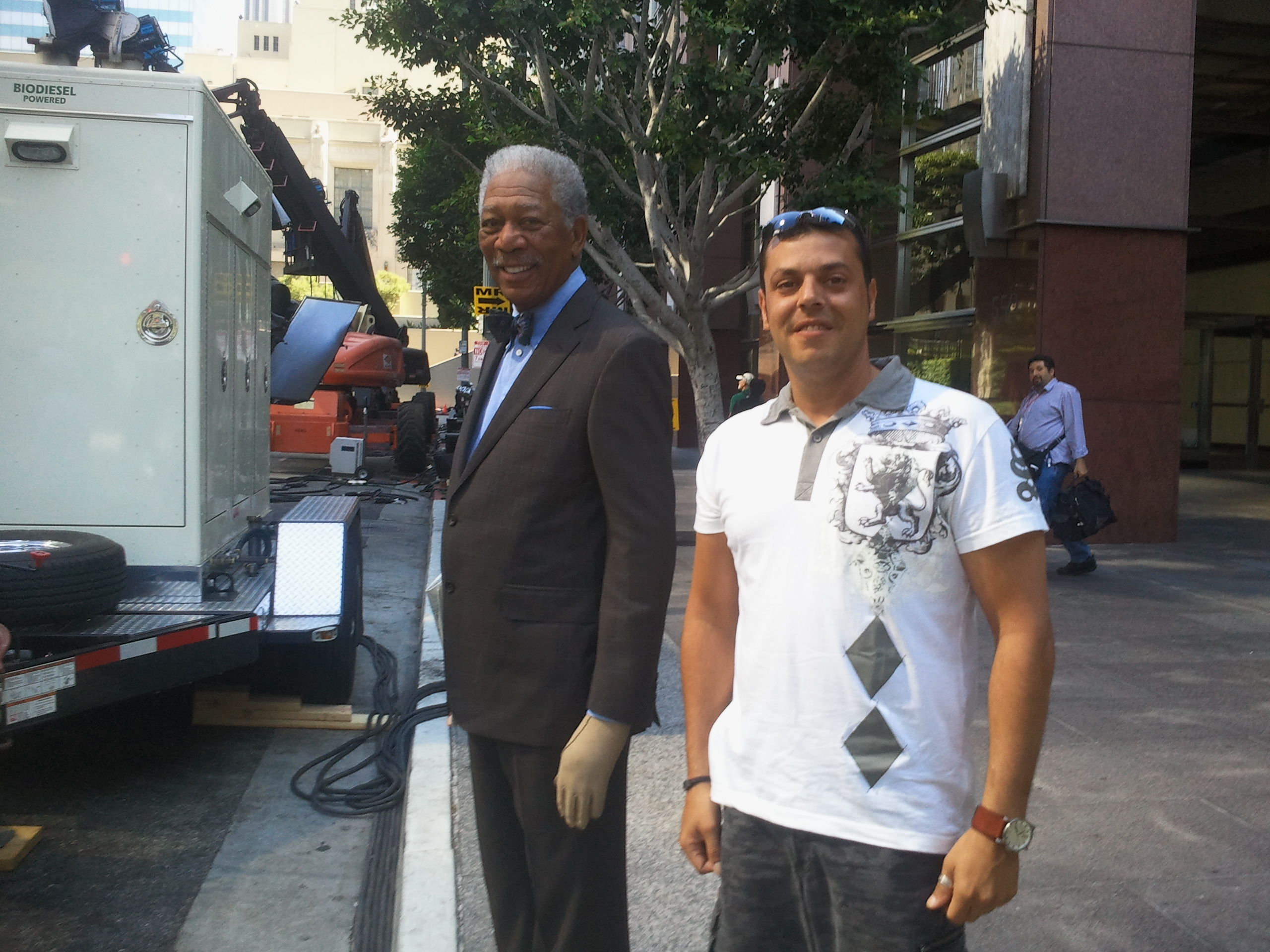 Con el gran Morgan Freeman!!! (rodaje de Batman Rises en L.A. - Septiembre 2011)